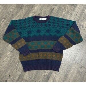 Vintage 80's Multi Color Sweater M. Mantogne Size XL Multicolor Grandpa Retro
